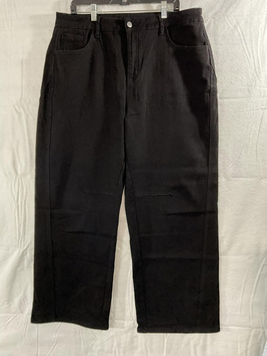 Emmioo Pants Womens 2XL Black Fleece Lined Chino Stretch Relaxed Fit Pockets