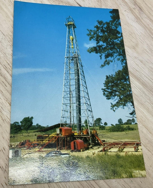 Vintage Oil Derrick Drilling Rig Color Lithograph Postcard Standard 5.5x3.5 In