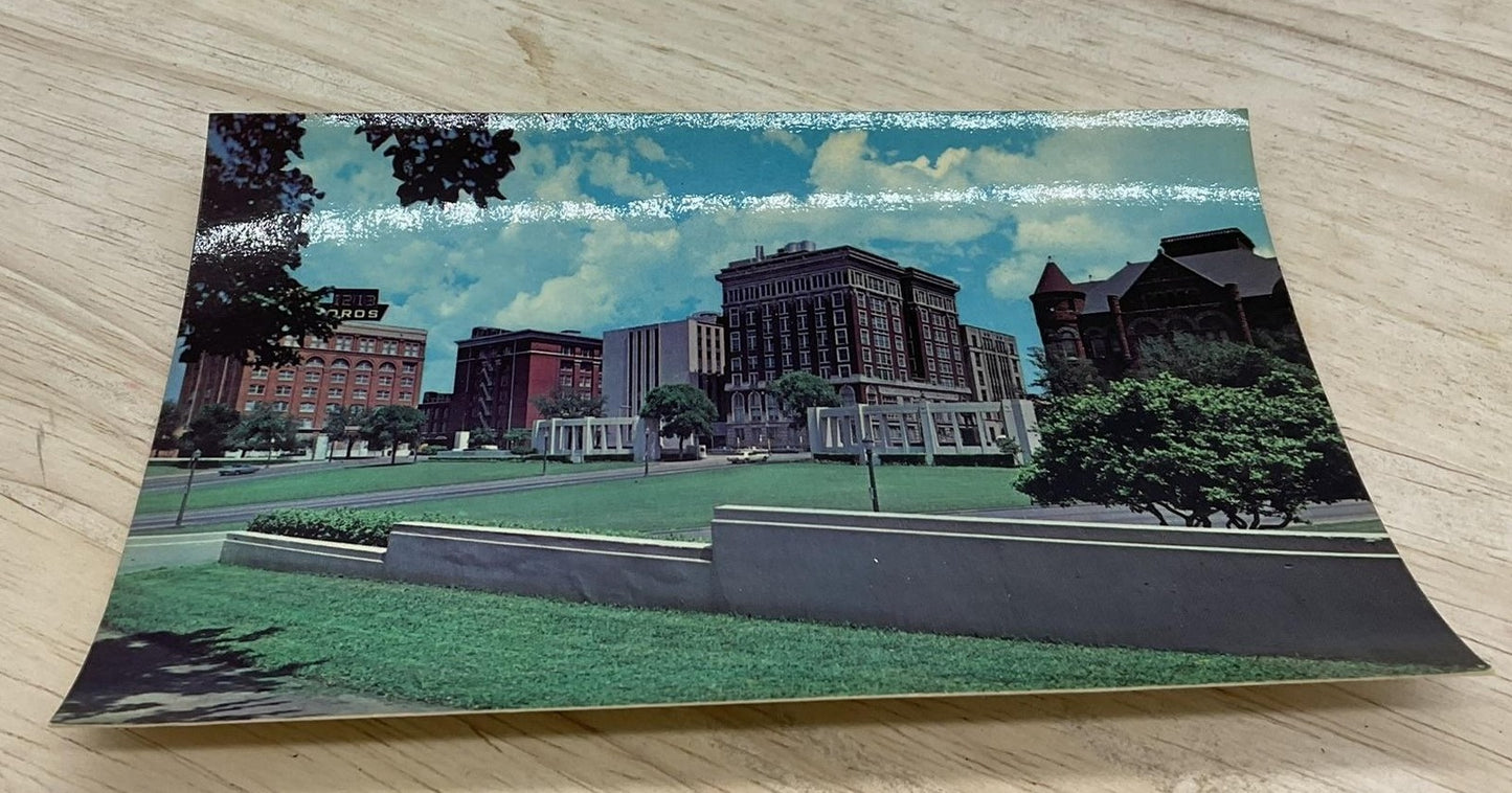 Vintage Dealey Plaza Dallas Texas Photochrome Postcard 5.5x3.5 In