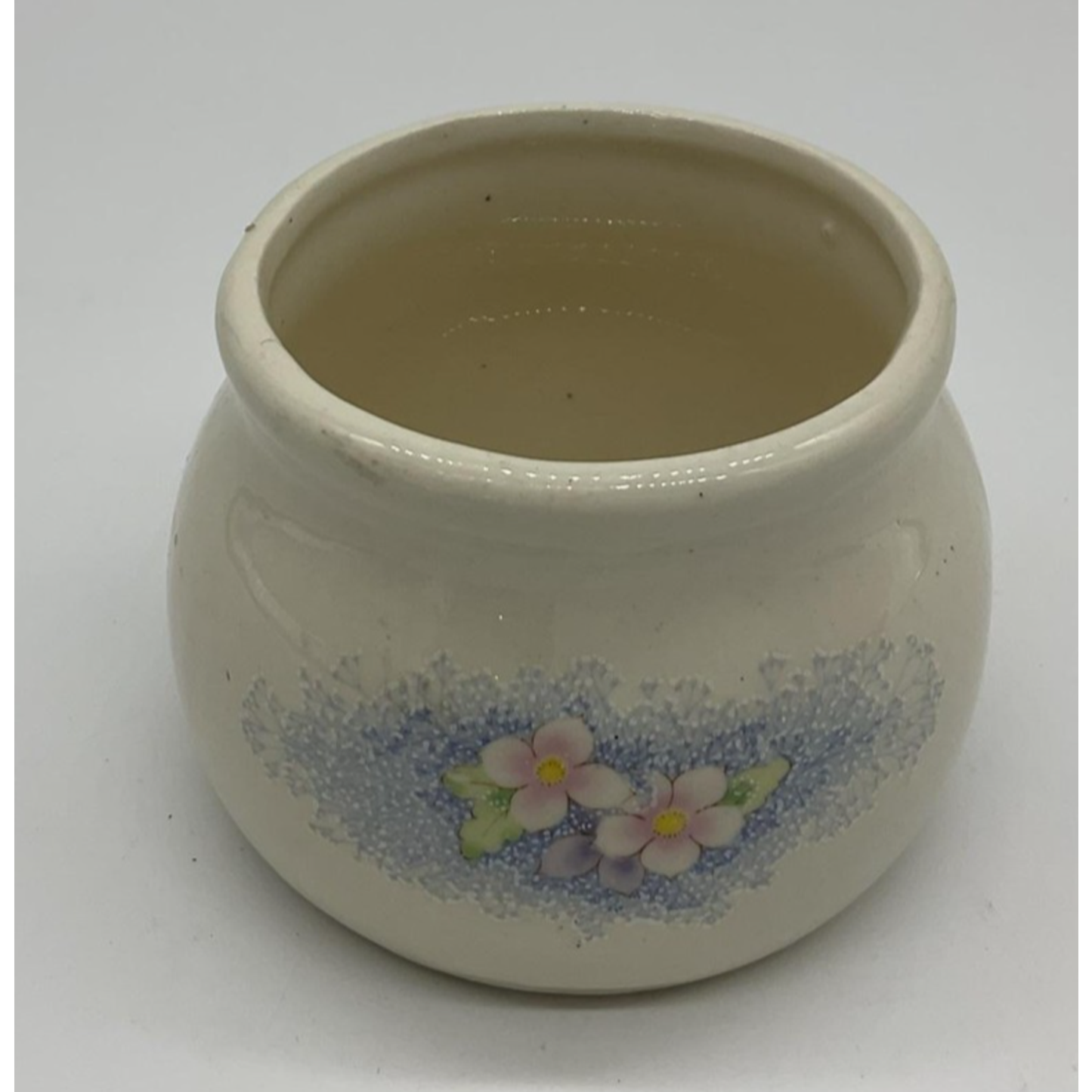 Vintage Sirius Enterprise Floral Pot Small Round Planter White Ceramic 1985