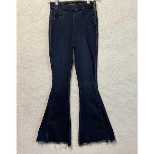 Flying Monkey Jeans Womens 24 Blue Flare Bell Bottom Distressed Raw Hem Vintage