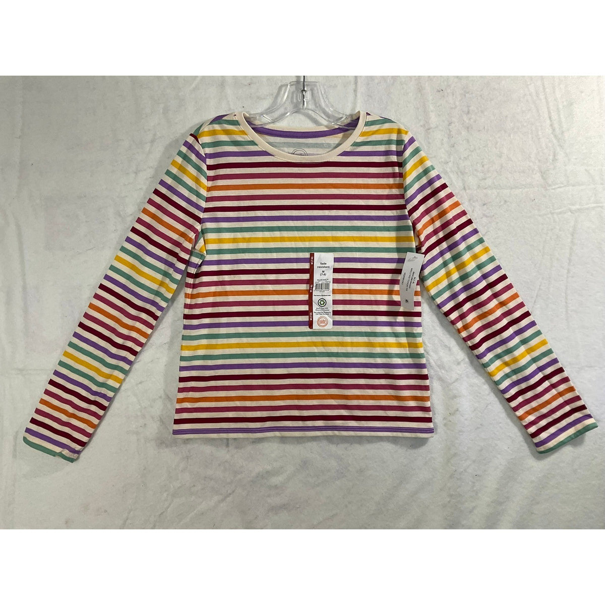 Wonder Nation Long Sleeve Tee Kids M 7-8 Multi Color Striped Tough Tee NEW