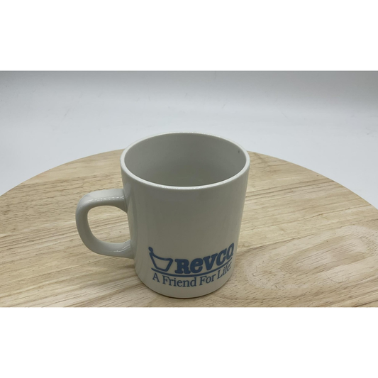Vintage Revco Pharmacy Coffee Mug Cup White Blue Logo A Friend For Life Promo