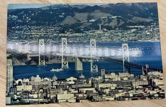 Vintage San Francisco Oakland Bay Bridge HS Crocker Color Postcard 5.5x3.5 In