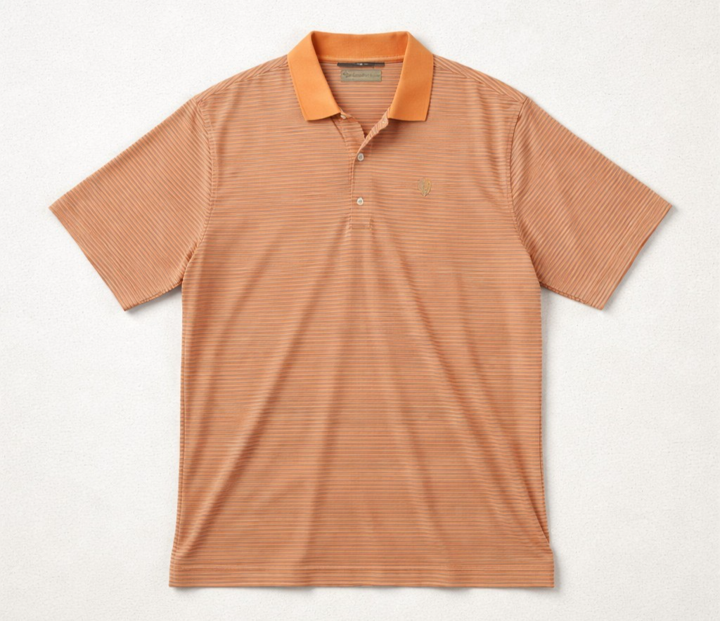 Donald Ross Polo Shirt Mens 2XL Orange Striped Golf Performance Short Sleeve