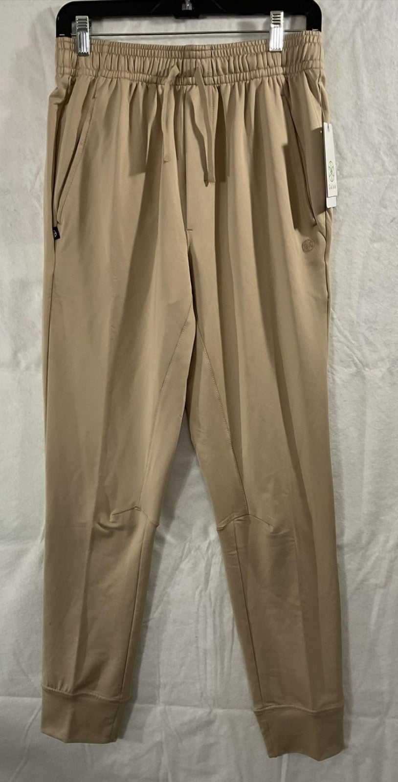 Gaiam Zen Flex Jogger Pants Womens Small Beige Elastic Waist Soft Yoga Pockets