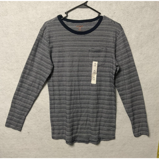 Cat & Jack Shirt Boys XL 16 Blue White Striped Long Sleeve Pocket Tee Soft