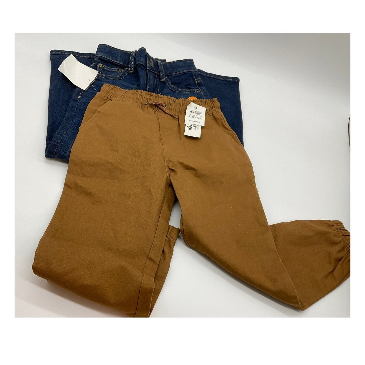 Jumping Beans & Perry Ellis Boys Size 4 Blue Jeans Brown Joggers NWT Bundle