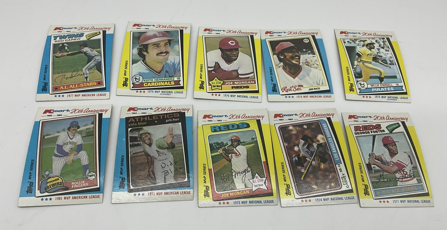 1982 Topps Kmart 20th Anniversary MVP Baseball 10 Cards10 MLB Stars Carew VTG