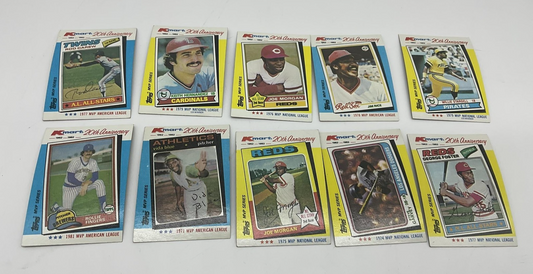 1982 Topps Kmart 20th Anniversary MVP Baseball 10 Cards10 MLB Stars Carew VTG