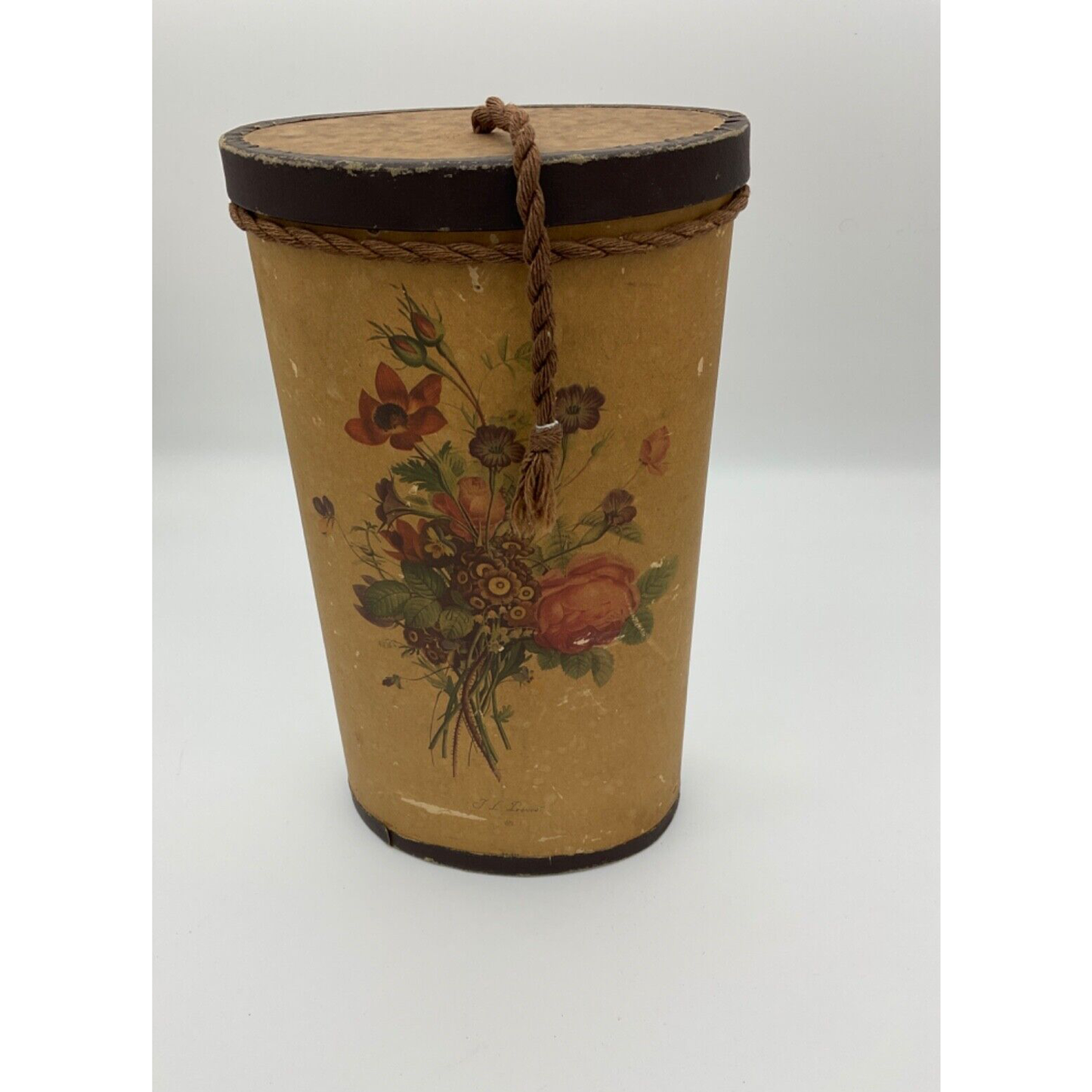 VTG Oval Cardboard Gift Box 13" x 7" x 4.5" Wide w/ Lid & Rope Country Core