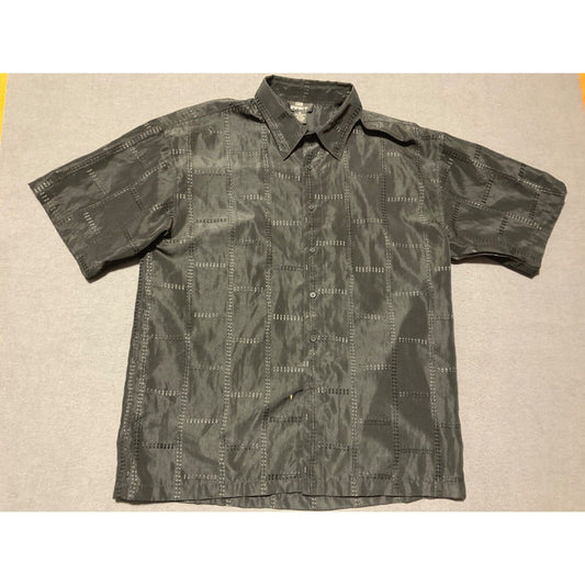 Vintage City Impact Y2K Button-Up Shirt XL Black Window Stripe, Gothic Style Men