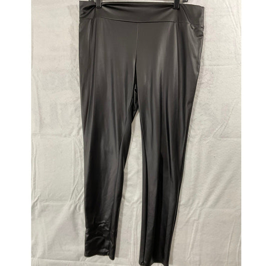 Gussini Faux Leather Leggings Womens 2X Black High Rise Stretch Pants G1001