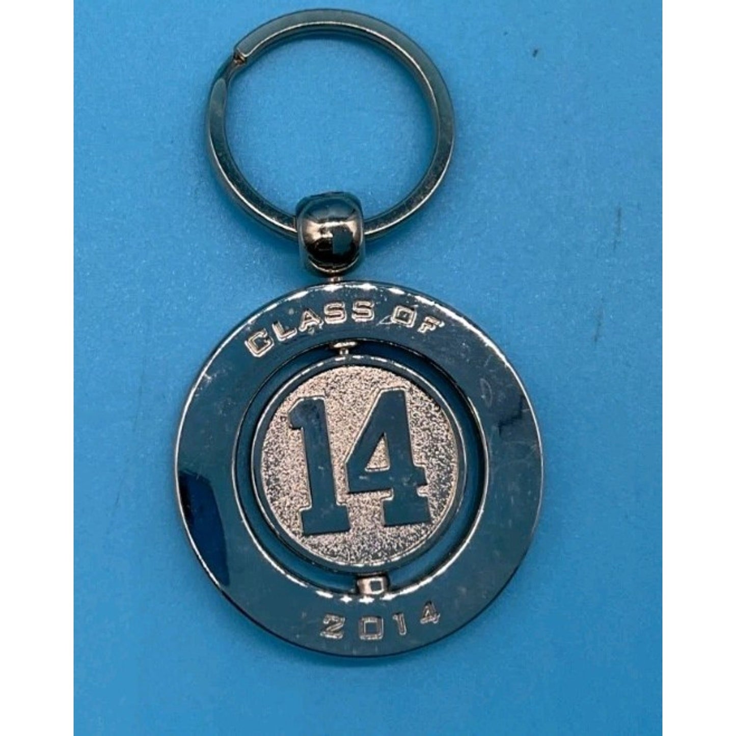Class of 2014 Spinner Keychain Silver Round Graduation Gift Keepsake