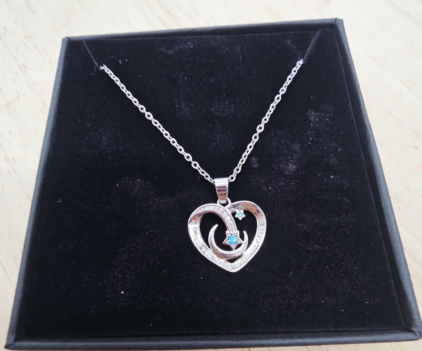 Necklace Heart Moon Star Pendant Silver Tone Granddaughter 18 In Gift Womens