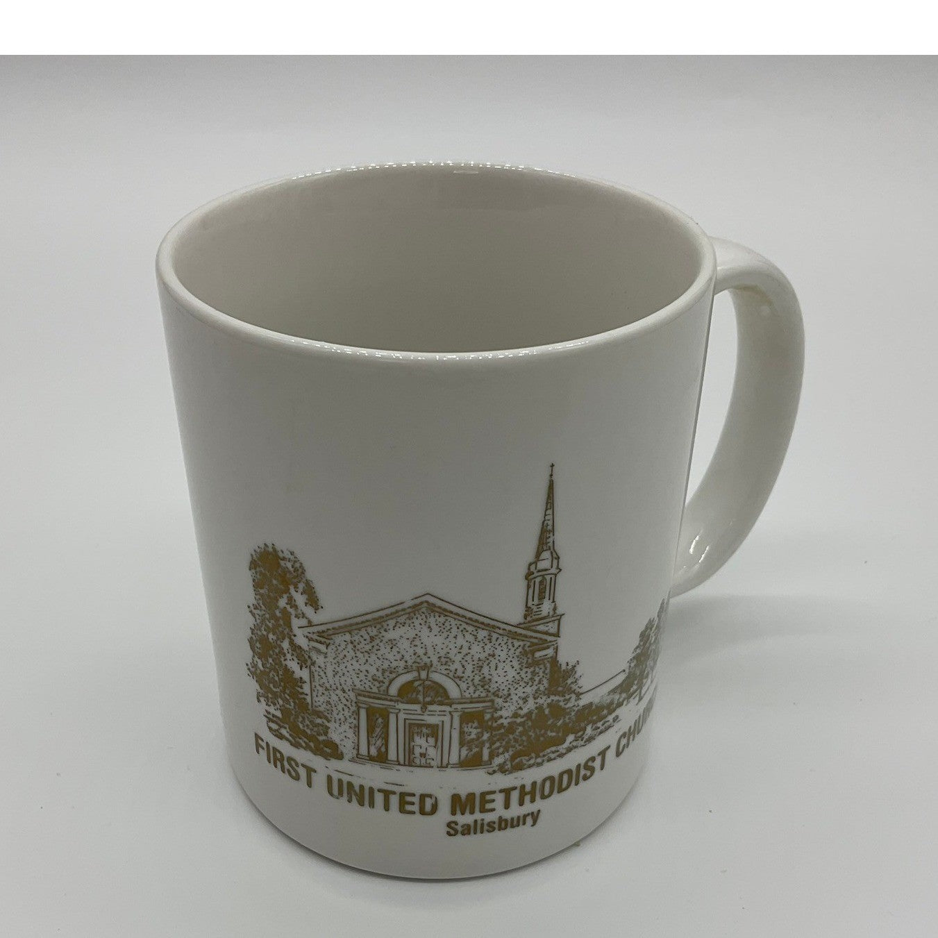 Linyi Silver Phoenix First United Methodist Church Mug White Gold Salisbury Gift