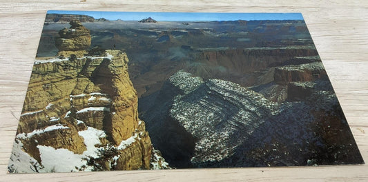 Vintage Snow Decorates The Grand Canyon Petley Photochrome Postcard 6x4 In