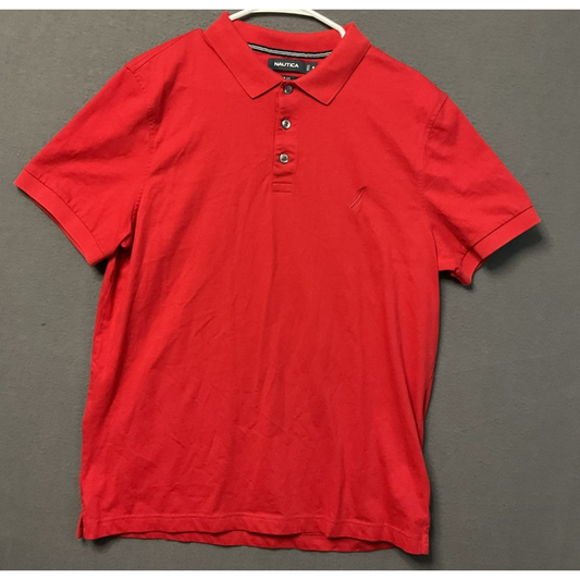 Nautica Polo Shirt Mens XL Red Slim Fit Embroidered Sail Logo Casual Classic