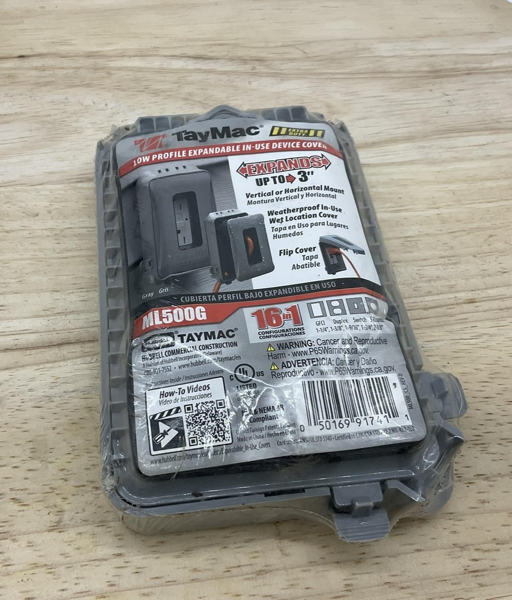 TayMac ML500G Weatherproof Extra Duty In-Use Outlet Cover Metal Enclosure Gray
