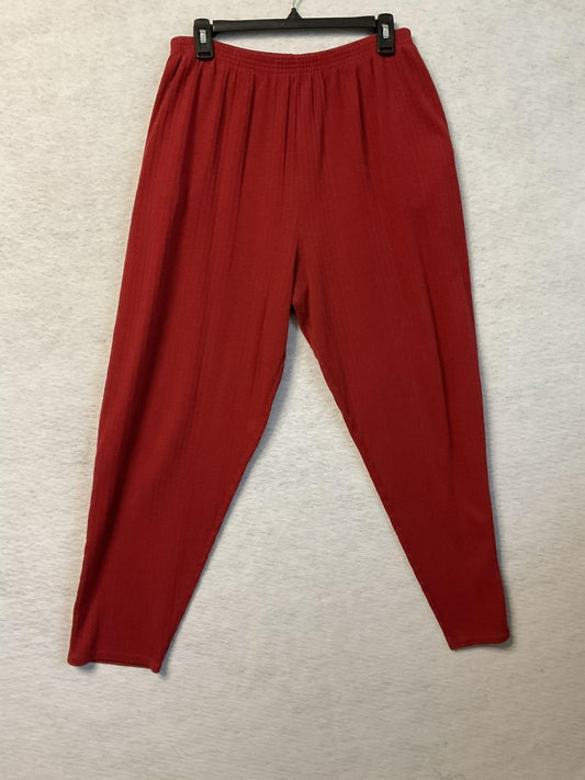 A La Carte Collection Pants Women Medium Red Ribbed Knit Tapered Leg Elastic VTG