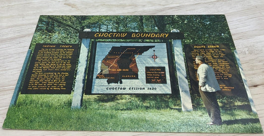 Vintage Natchez Trace Choctaw Boundary HS Crocker Color Postcard 5.5x3.5 In