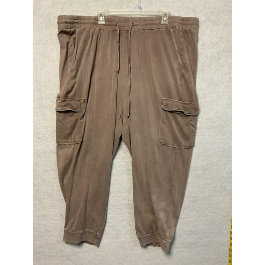 Torrid Pants Womens 4 Plus Taupe Cargo Jogger Cropped Rayon Blend TBM-17205549