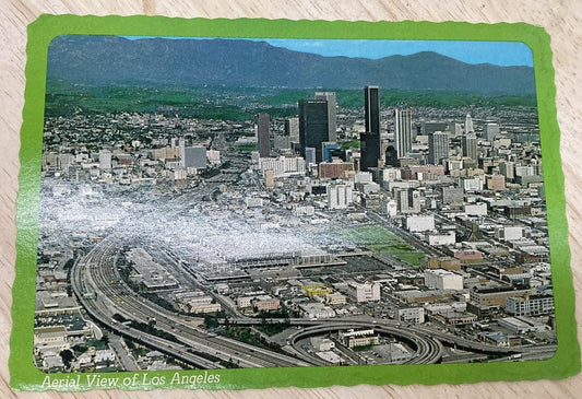 Vintage Aerial View Los Angeles California Kolor Photochrome Postcard 5.5x3.5 In