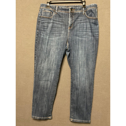 Chicos Women So Slimming Girlfriend Slim Leg Crop Jeans 2 Size 12 Blue High Rise