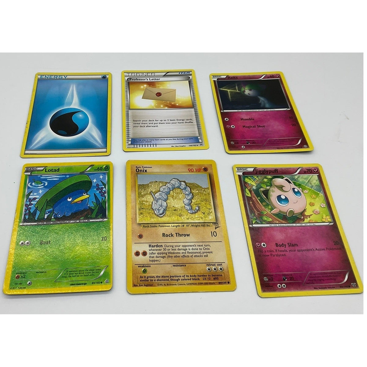 Pokemon TCG Card Lot 6pc Onix Base Set 2 Lotad Holo Jigglypuff Ralts Trainer