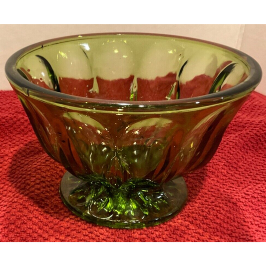 Vintage Fairfield Footed Glass Candy Bowl in Emerald Green Retro Countrycore