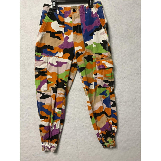 Forever 21 Cargo Pants Womens Small Multicolor Camo Jogger Pockets Streetwear