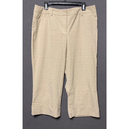 Apt. 9 Stretch Maxwell Cropped Pants S 14 Beige Check Workwear Career Cuffed