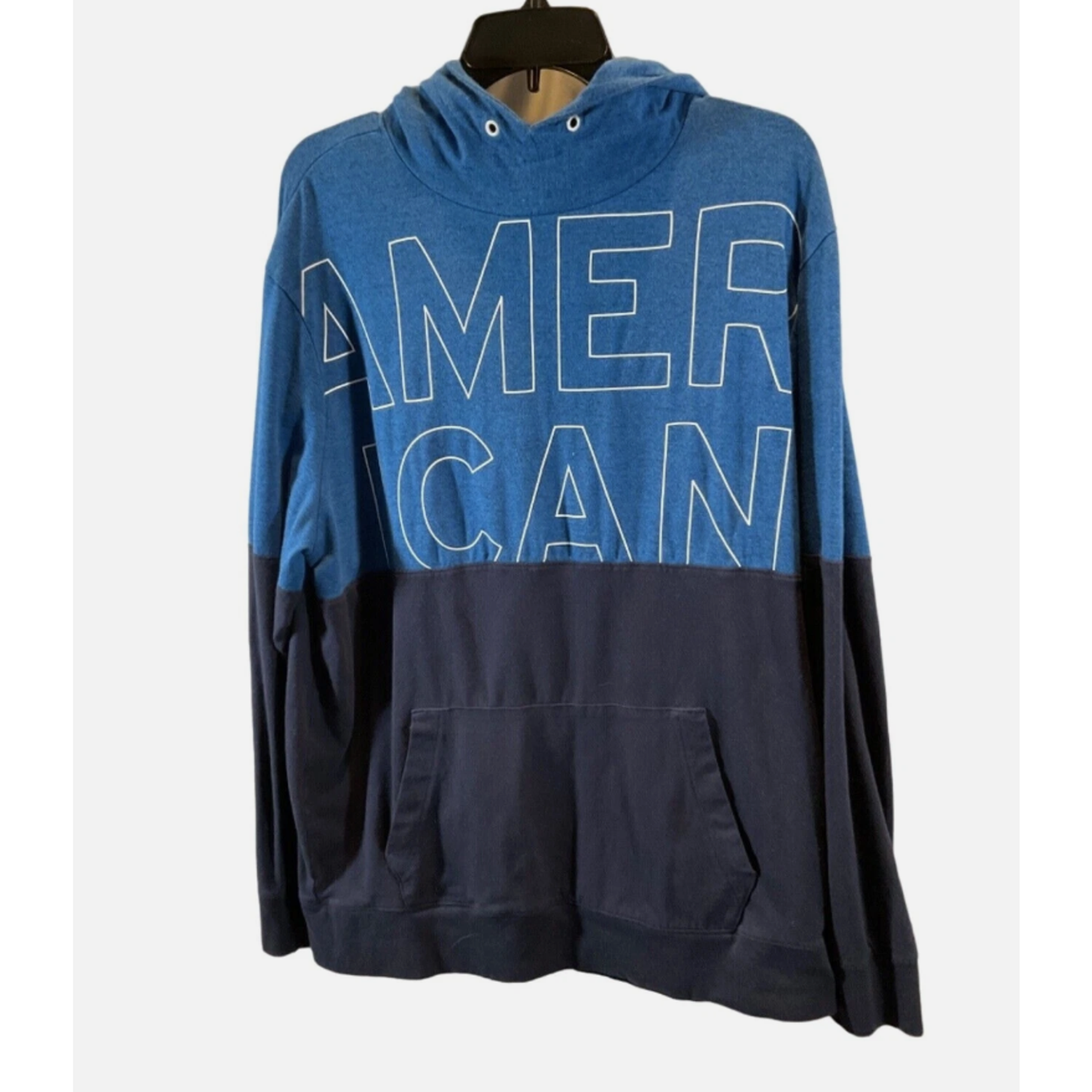 American Eagle Outfitters Hoodie Mens XL Blue Colorblock Graphic Sweatshirt