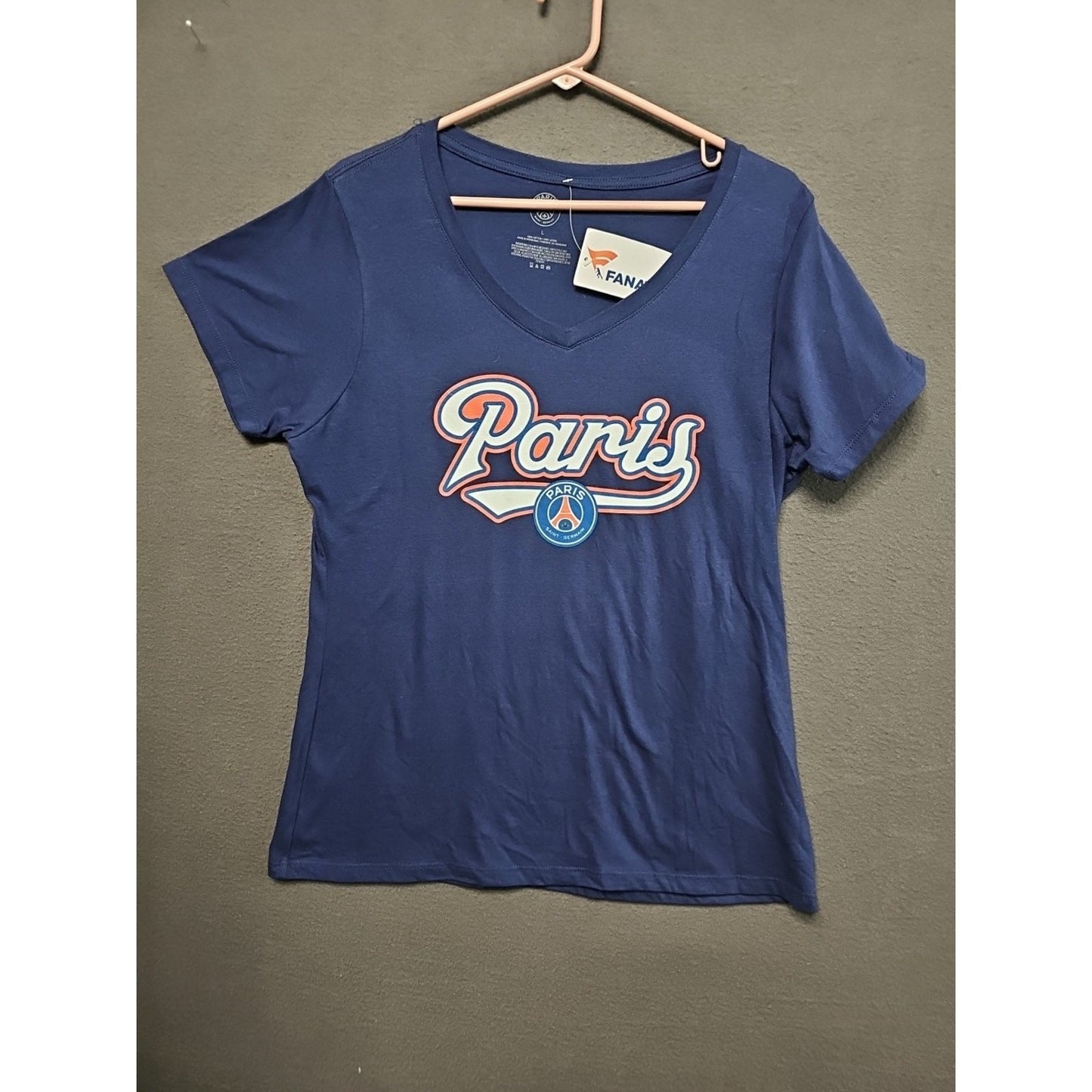 Paris Saint-Germain PSG Tee Fanatics Womens Large Blue Cotton Soccer NWT