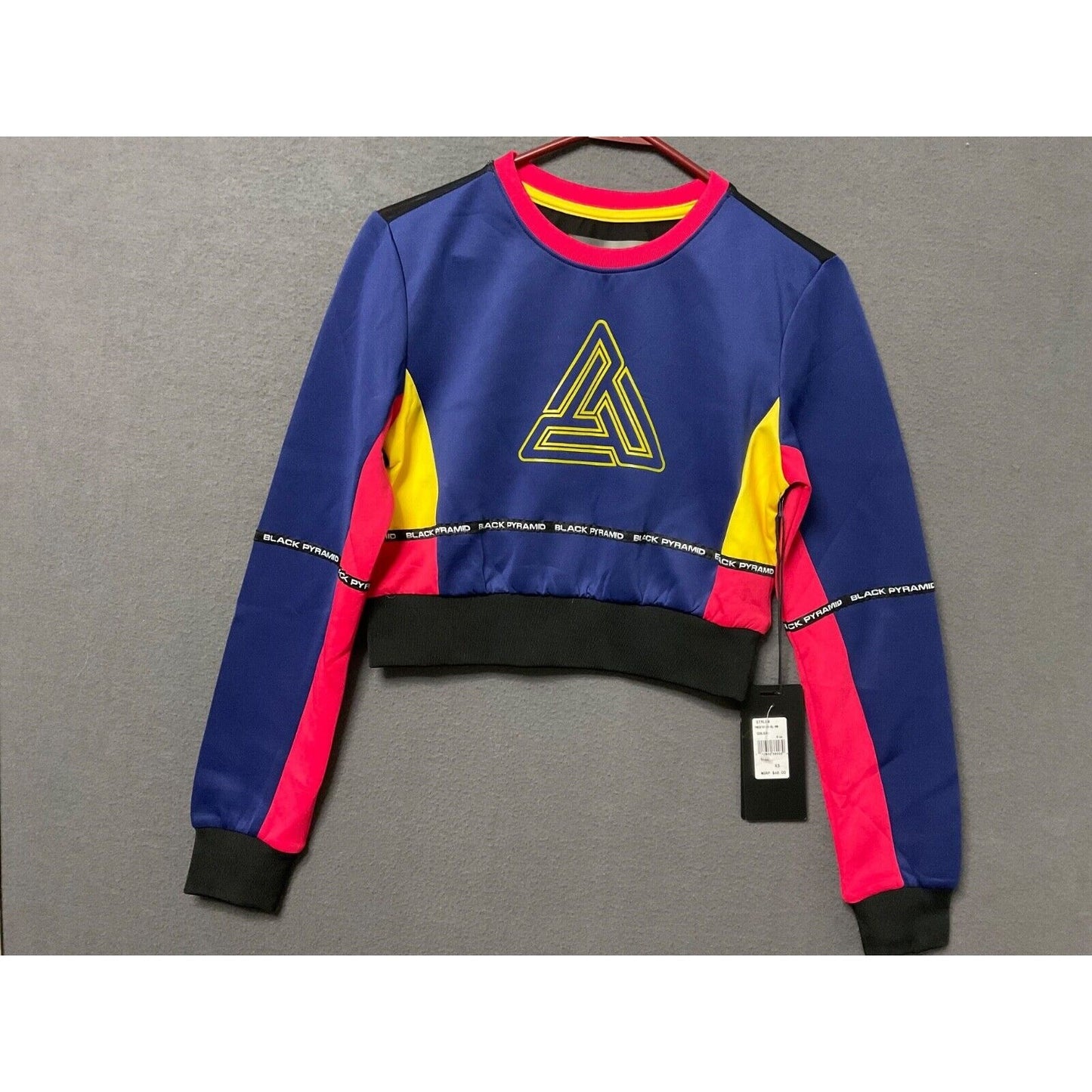 Black Pyramid Colorblock Cropped Pullover Sweatshirt Womens XS NTW Retail $68