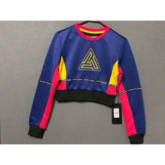 Black Pyramid Colorblock Cropped Pullover Sweatshirt Womens XS NTW Retail $68