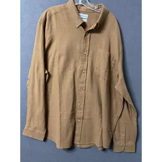 Saddlebred Classic Fit Men's 2X Brown Flannel 100% Cotton Shirt Long Sleeve NWT