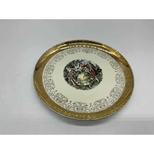 Vintage Crest-O-Gold Decorative Plate Courting Couple 22K Gold Trim USA Rococo