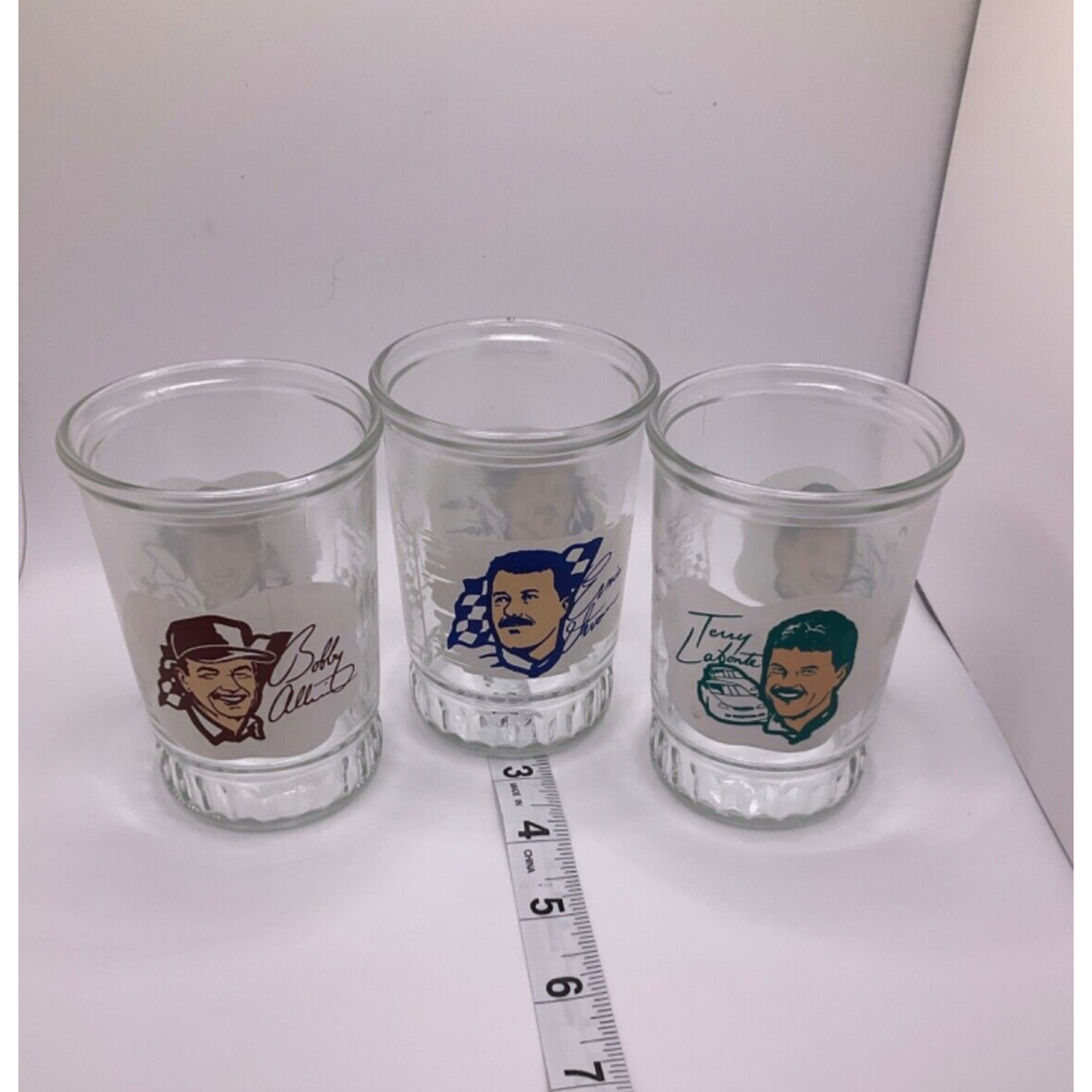 3 Bama Champion Driver Series Glasses Ernie Irvan, Terry Labonte, Bobby Allison