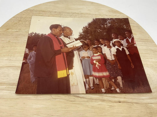 Kodak Color Photo Children Church Group Religious Ceremony 8x10 Vintage