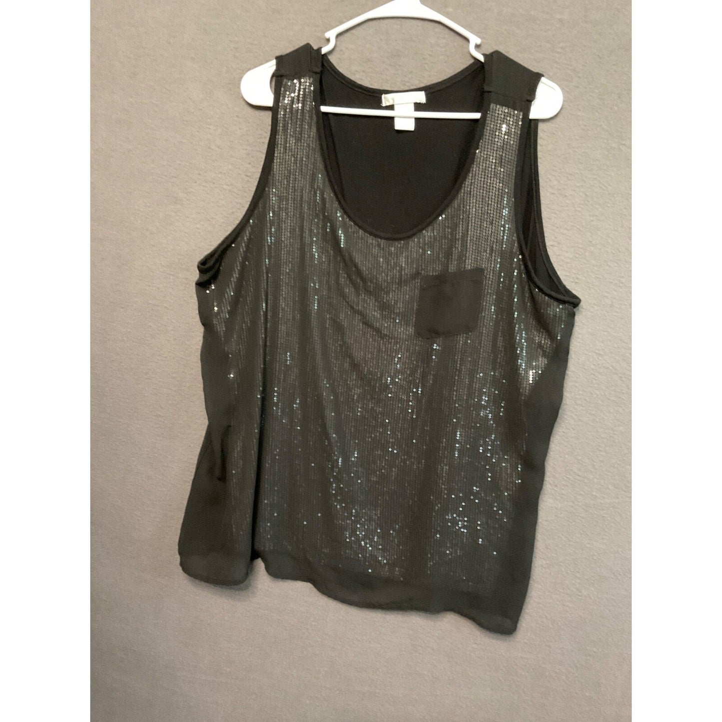 New York & Company Black Sequince Tank Top 2X Women's Plus Sleeveless