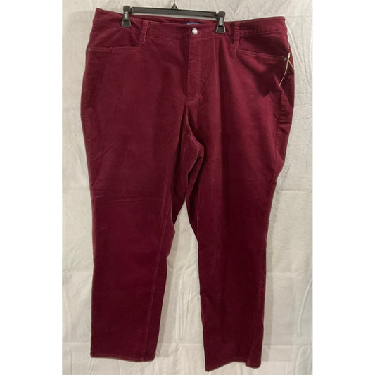 Talbots Corduroy Pants Womens 22W Burgundy Slimming Tummy Panel NWT 42157784