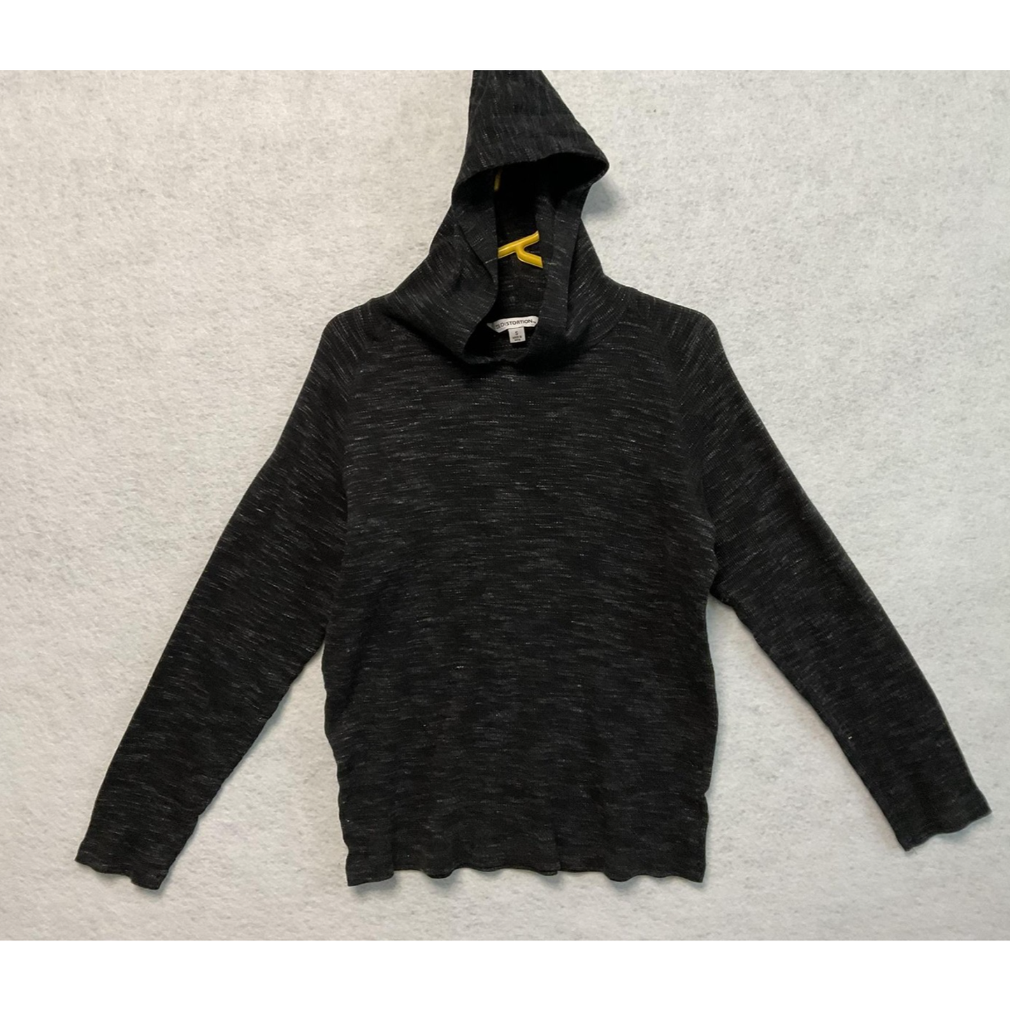 Distortion Sweater Womens Small Black Gray Hooded Knit Heathered Pullover Soft