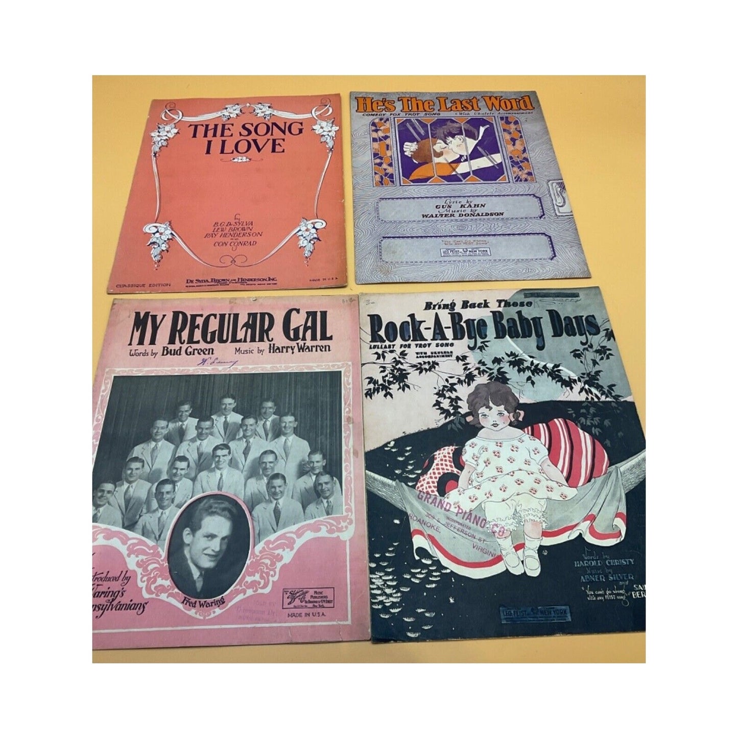Lot of 4 Vintage Sheet Music – Jazz Age & Sentimental Songs, "The Song I Love"