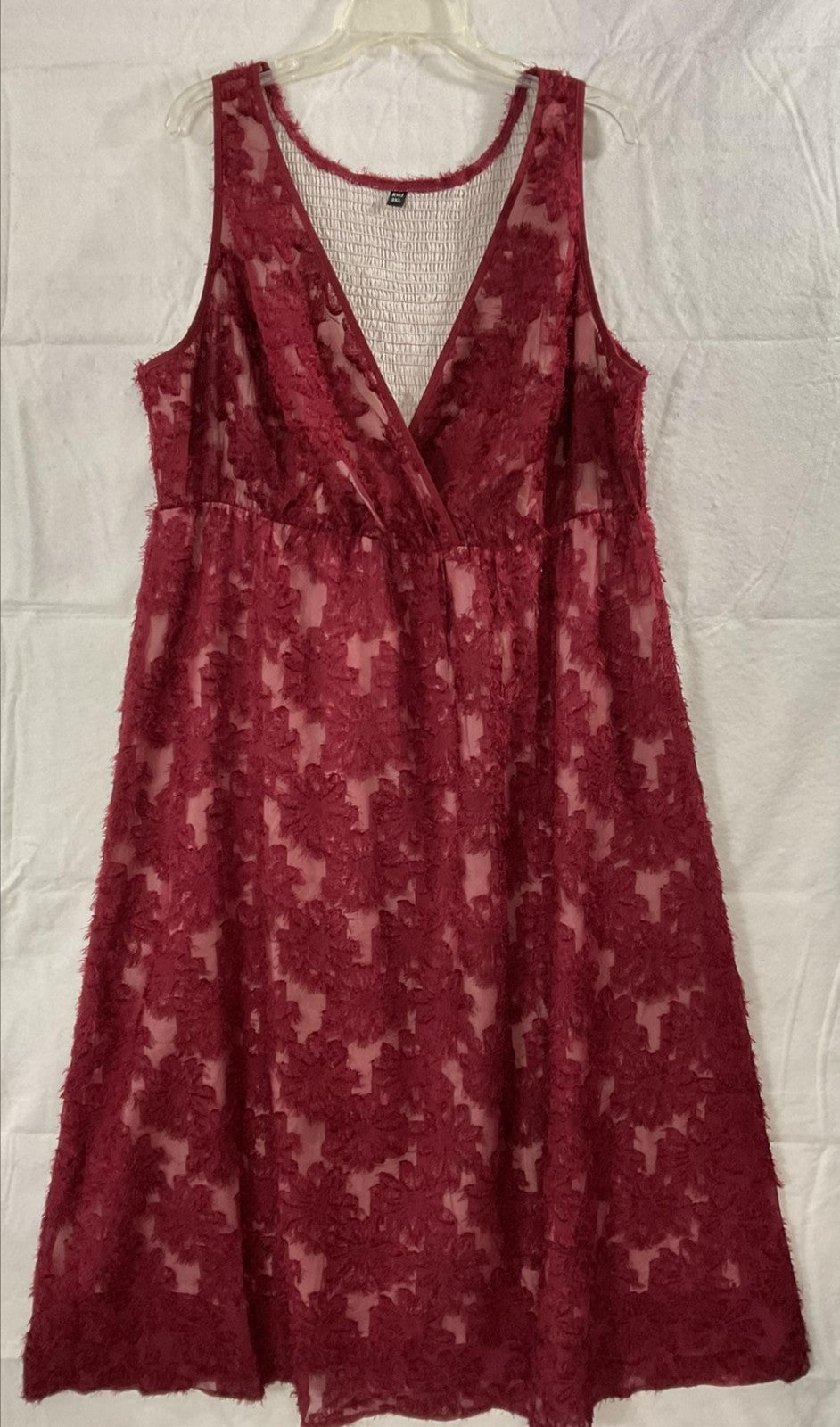 RWJ Dress Womens 3XL Red Lace Floral Sleeveless V Neck Maxi Lined A Line Party