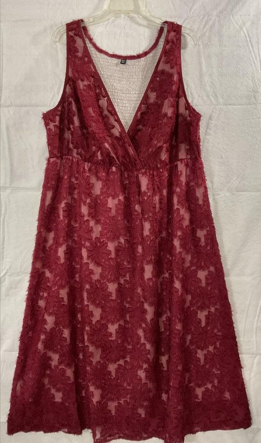 RWJ Dress Womens 3XL Red Lace Floral Sleeveless V Neck Maxi Lined A Line Party