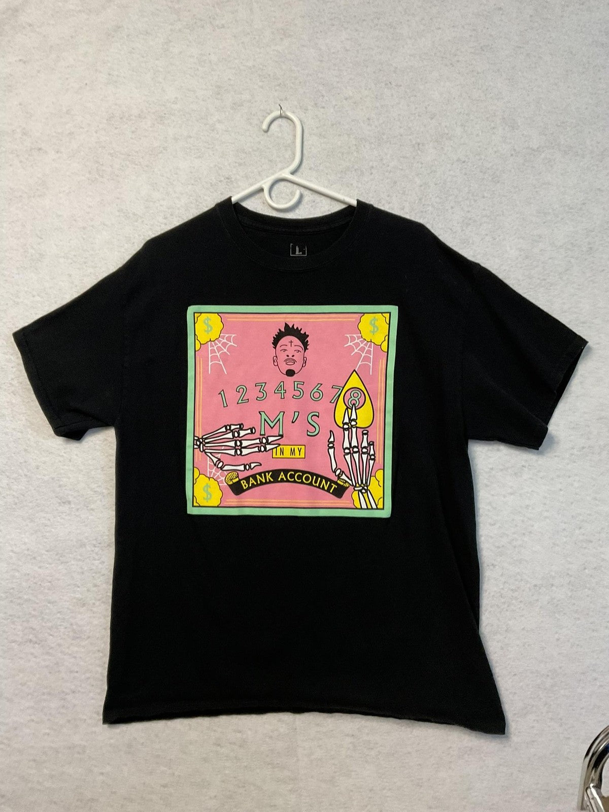 Samborghini Shirt Mens Large Black Bank Account Graphic Tee Rap Hip Hop Money