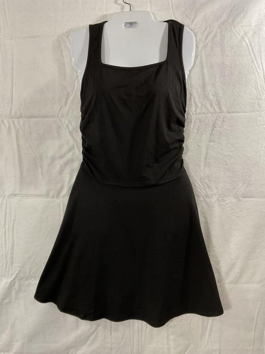 QEEPAN Dress Womens Small Black Sleeveless Ruched Fit Flare Tank Casual