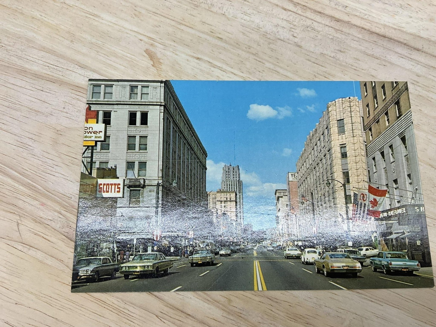 Vintage Downtown View Akron Ohio Colourpicture Photochrome Postcard 5.5x3.5 In