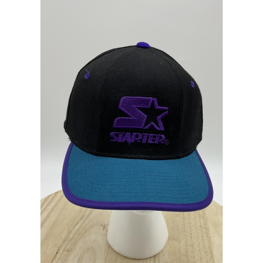 Starter Hat Cap Black "The Natural" Wool Logo Mens 90s Snap Back Vintage Korea